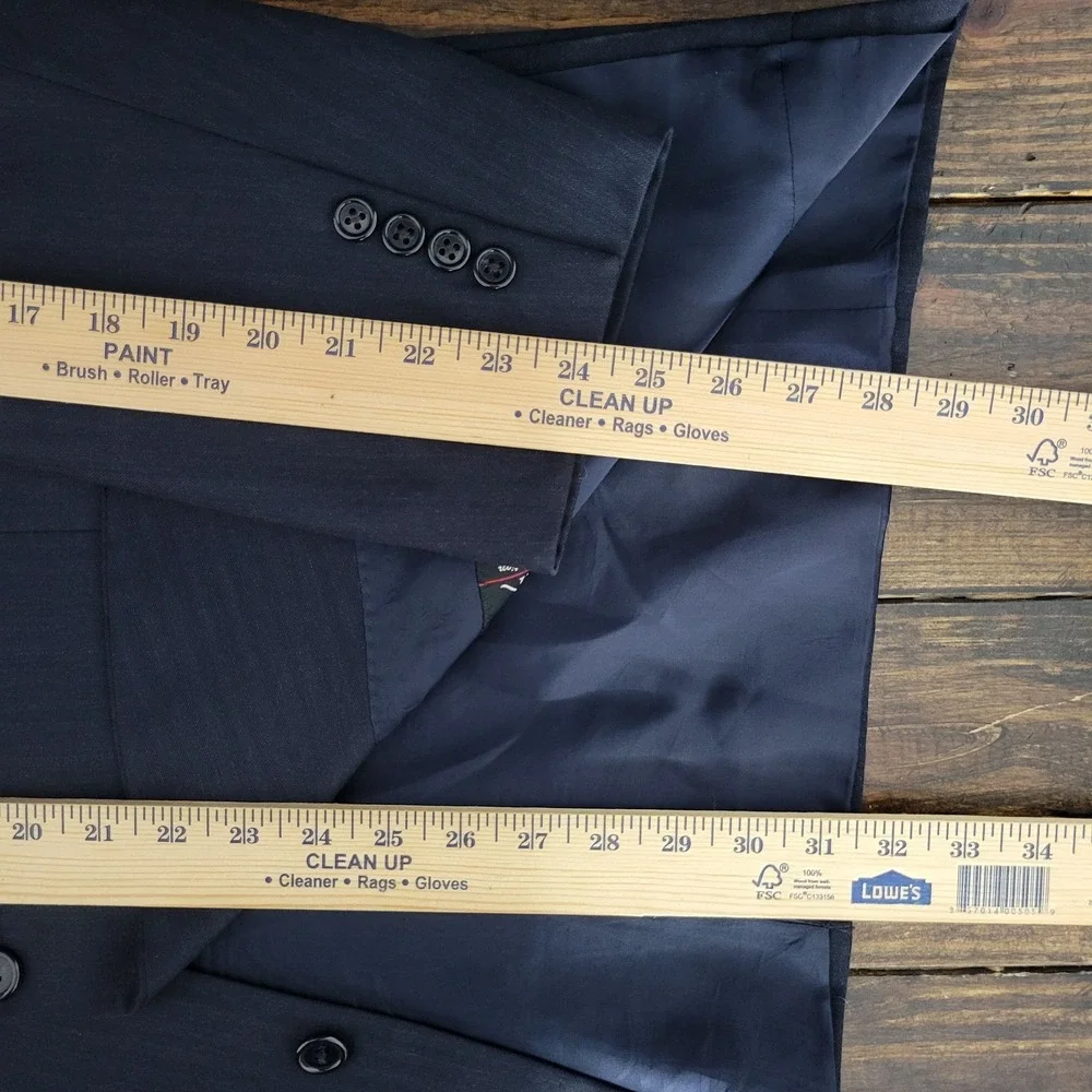 JOS A BANK Men's Sport‎ Coat Blazer Two Button Navy Herringbone Wool Size 46R